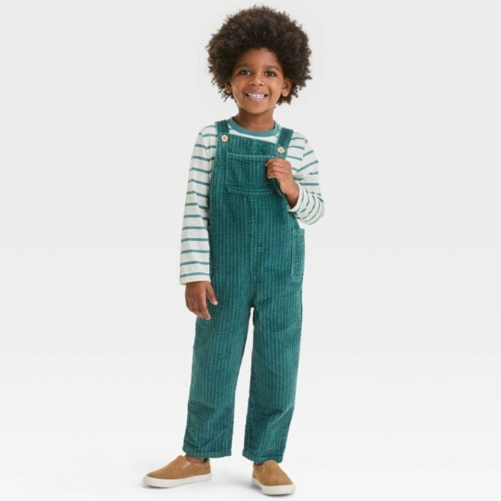 Cat & Jack 2pc Striped Long Sleeve and Corduroy Overalls